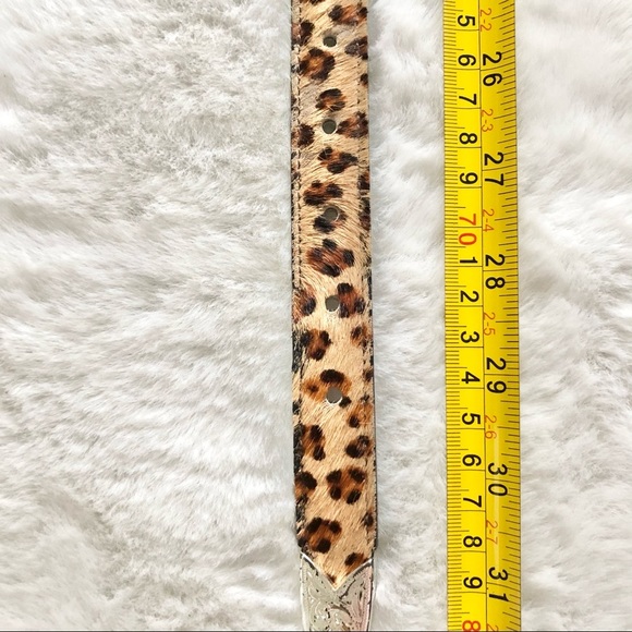 NADIM Leather Cheetah Print Calf Hair Western Belt Trendy Rodeo Chic - Picture 7 of 10